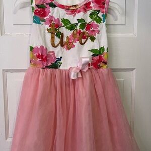 2nd Birthday Floral Pink Kids Dress